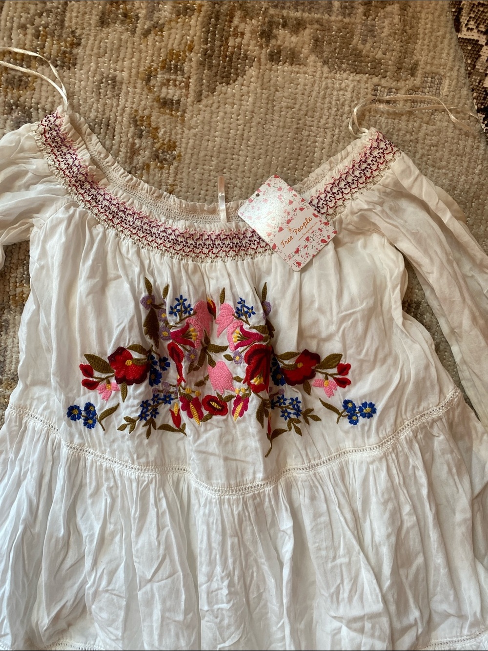 Free People White dress with Multicolor Floral Embroidery - Picture 2 of 3